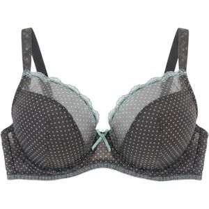 Freya Pollyanna Balcony Bra Charcoal‎ Grey Mint Polka Dot Lace AA3221MH 34C